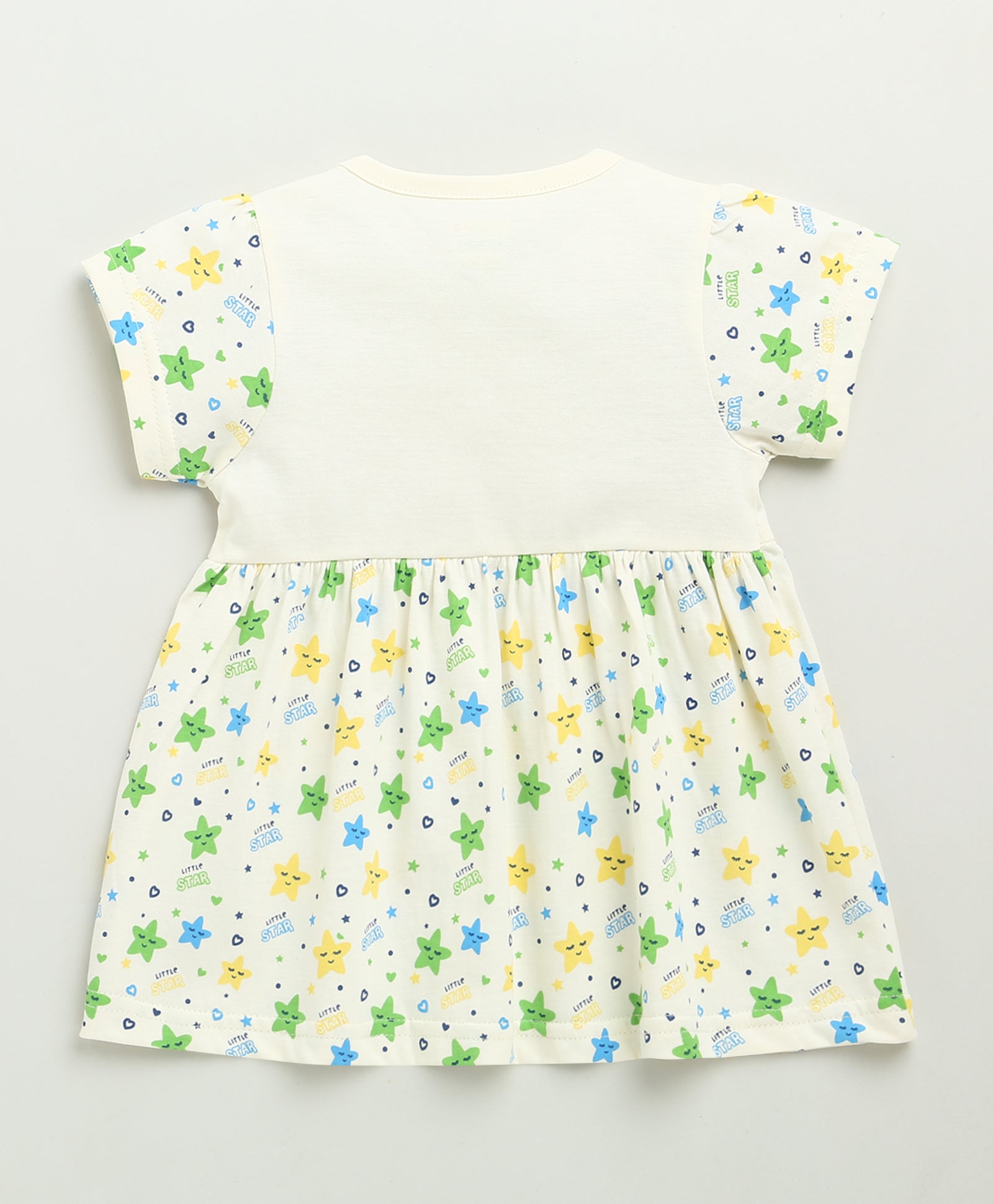 Cream Girls Cap Sleeves Cotton Knee Length Frock