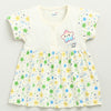 Cream Girls Cap Sleeves Cotton Knee Length Frock