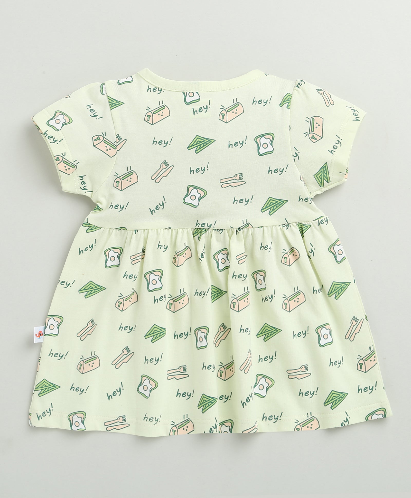 Green Girls Cap Sleeves Cotton Knee Length Frock