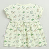 Green Girls Cap Sleeves Cotton Knee Length Frock