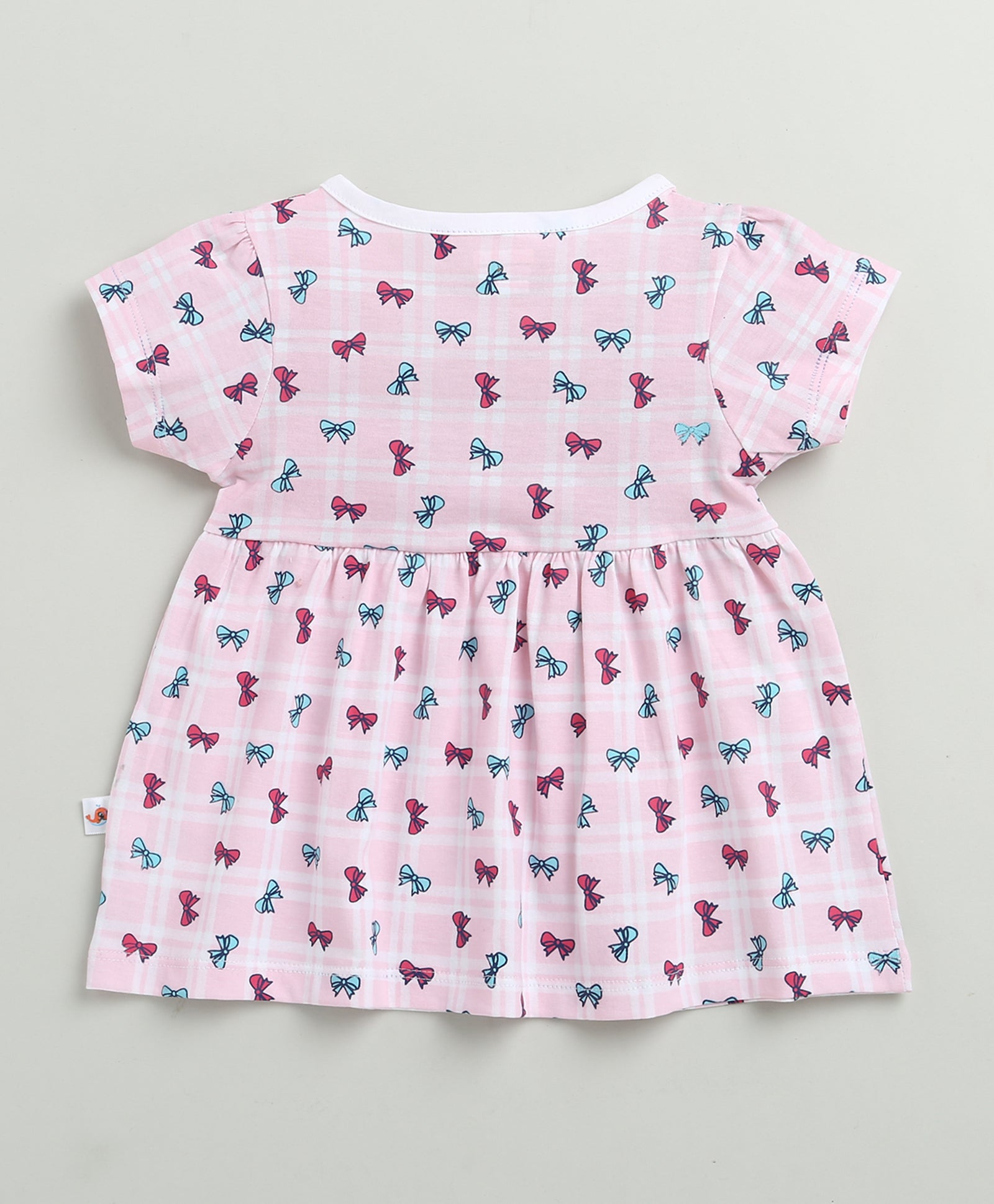 Pink Girls Cap Sleeves Cotton Knee Length Frock