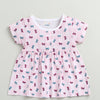 Pink Girls Cap Sleeves Cotton Knee Length Frock