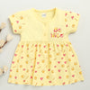 Yellow Girls Cap Sleeves Cotton Knee Length Frock