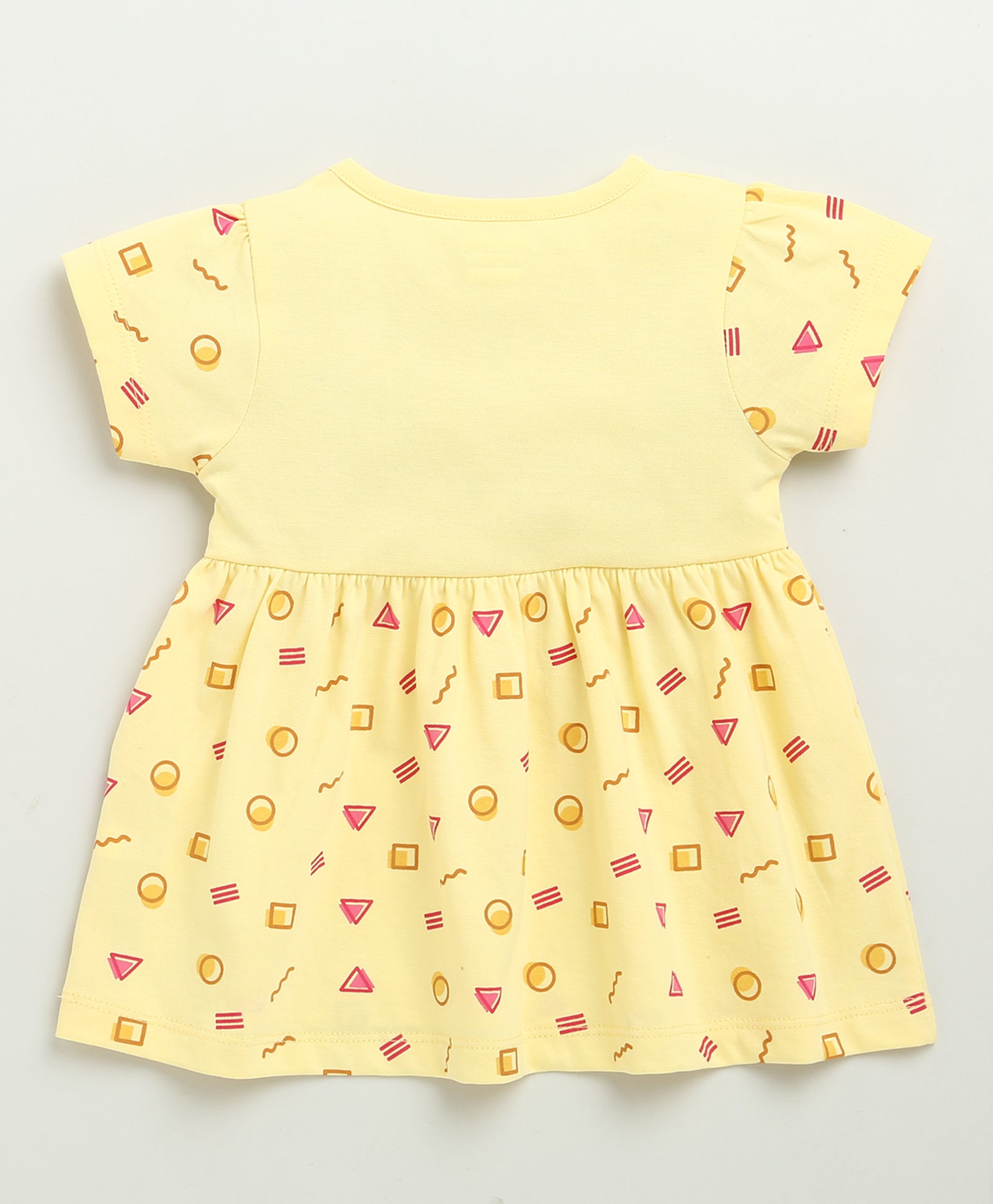Yellow Girls Cap Sleeves Cotton Knee Length Frock