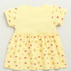 Yellow Girls Cap Sleeves Cotton Knee Length Frock