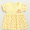 Yellow Girls Cap Sleeves Cotton Knee Length Frock