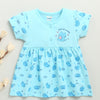 Blue Girls Cap Sleeves Cotton Knee Length Frock