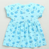 Blue Girls Cap Sleeves Cotton Knee Length Frock
