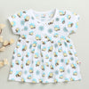 White Girls Cap Sleeves Cotton Knee Length Frock