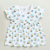 White Girls Cap Sleeves Cotton Knee Length Frock