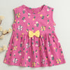 Magenta Girls Sleeveless Cotton Knee Length Frock