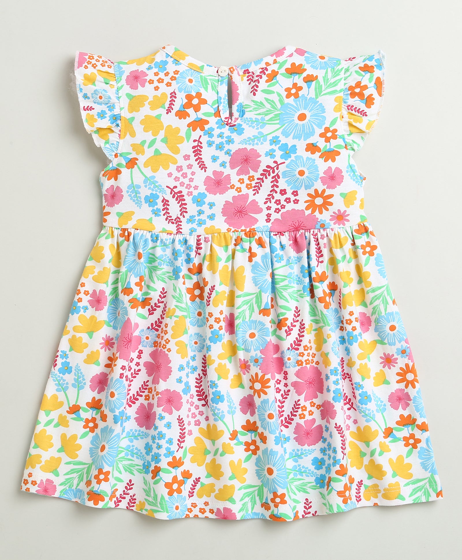Girls 100% Cotton Floral Frocks - White