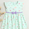 Girls 100% Cotton Floral Frocks - Mint Green