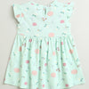 Girls 100% Cotton Floral Frocks - Mint Green