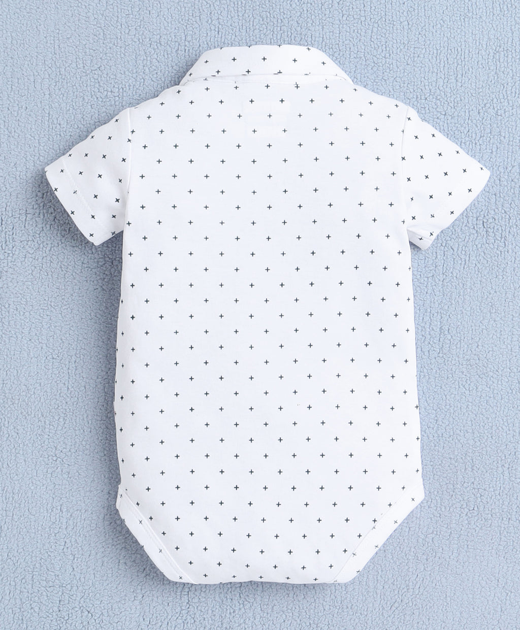 Bumzee White & Bottle Green Graphic Print Bodysuit & Short Set, Half Sleeves