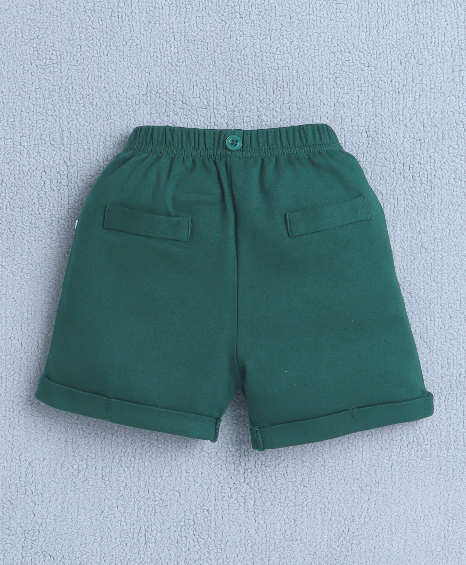 Boys 100% Cotton Star Bodysuit & Short Set - White & Bottle Green