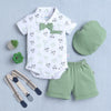 Boys 100% Cotton Palm Tree Bodysuit & Short Set - White & Green