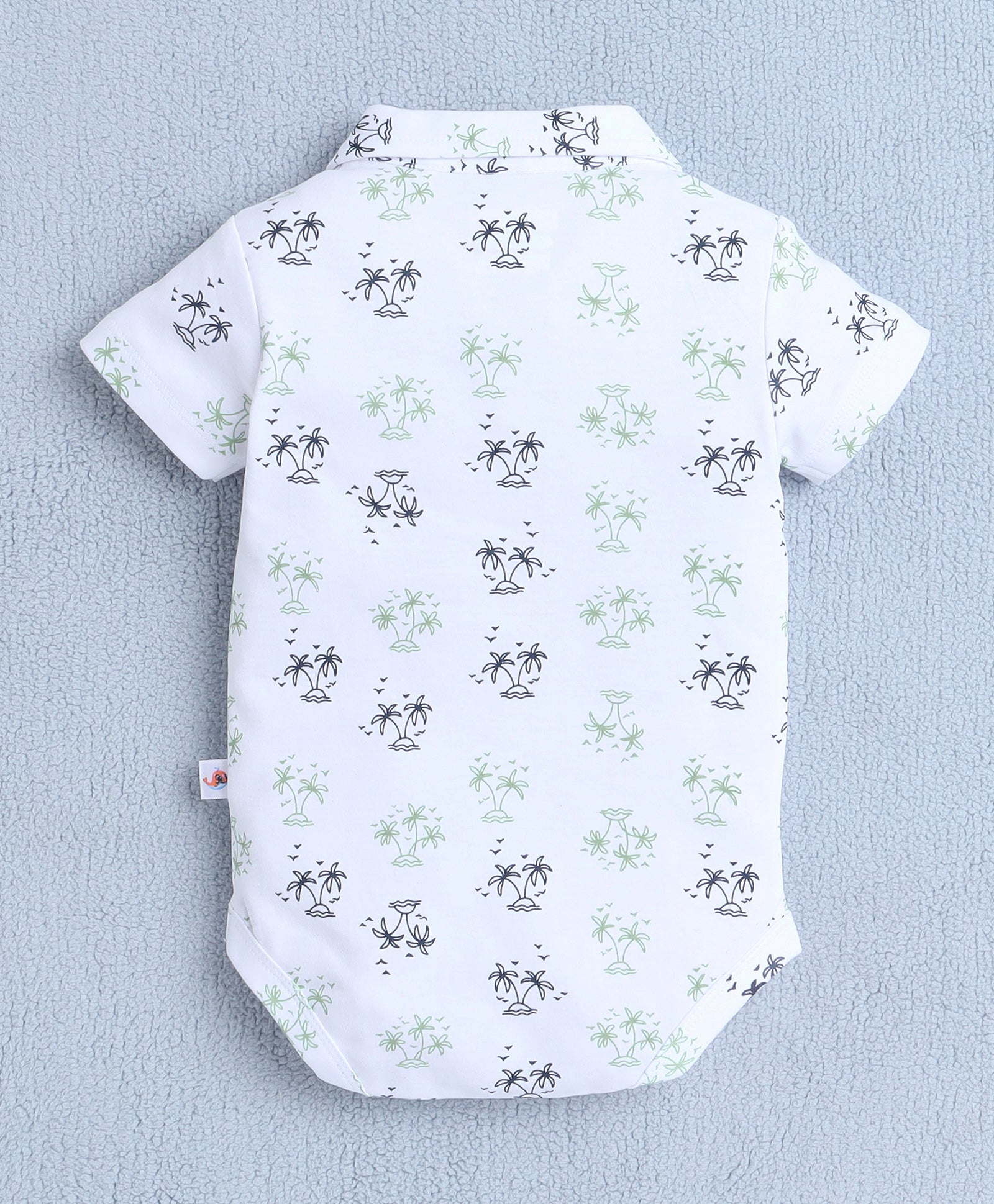 Boys 100% Cotton Palm Tree Bodysuit & Short Set - White & Green