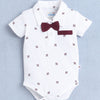 Boys 100% Cotton Star Bodysuit & Short Set - White & Maroon