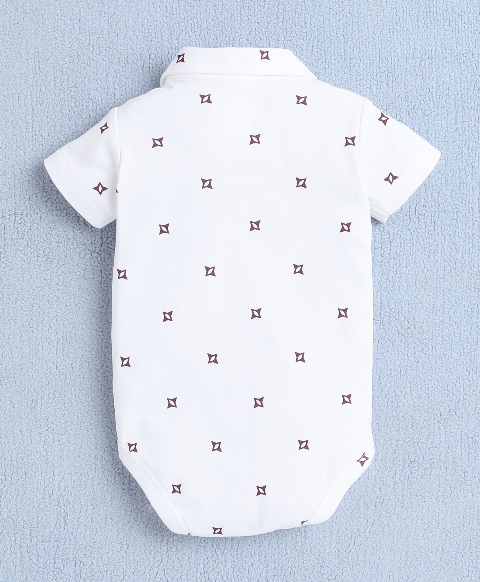 Boys 100% Cotton Star Bodysuit & Short Set - White & Maroon