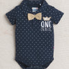 Boys 100% Cotton Star Bodysuit & Short Set - Navy & Beige