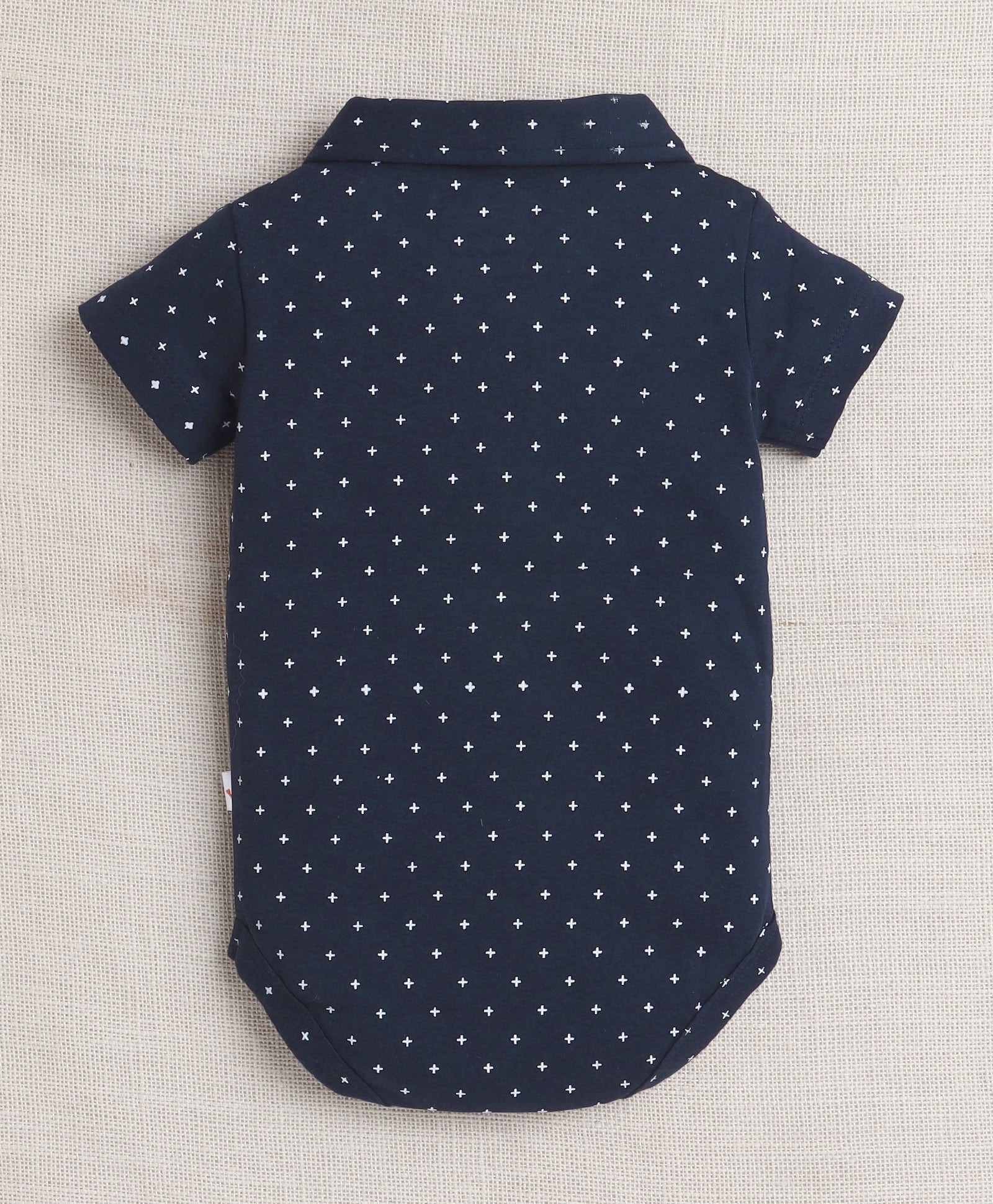 Boys 100% Cotton Star Bodysuit & Short Set - Navy & Beige