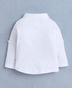 Bumzee White & Green Formal Set, Full Sleeves, 100% Cotton, with Waistcoat (Style Peb10160)