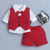 Boys 100% Cotton Stripes Formal Set - White & Red