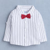 Boys 100% Cotton Stripes Formal Set - White & Red
