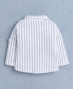 Bumzee White & Red Striped Formal Set, Full Sleeves, 100% Cotton