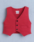 Bumzee White & Red Striped Formal Set, Full Sleeves, 100% Cotton