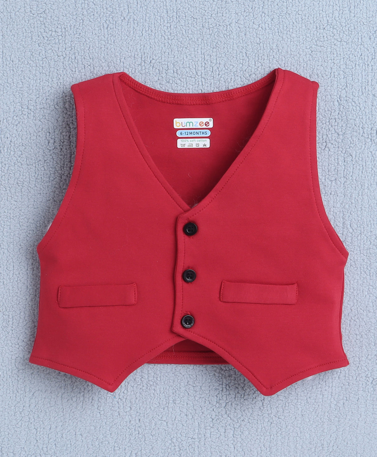 Bumzee White & Red Striped Formal Set, Full Sleeves, 100% Cotton