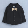 BUMZEE Black & Beige Boys Full Sleeves Shirt Waistcoat & Short Set With Applique Bow