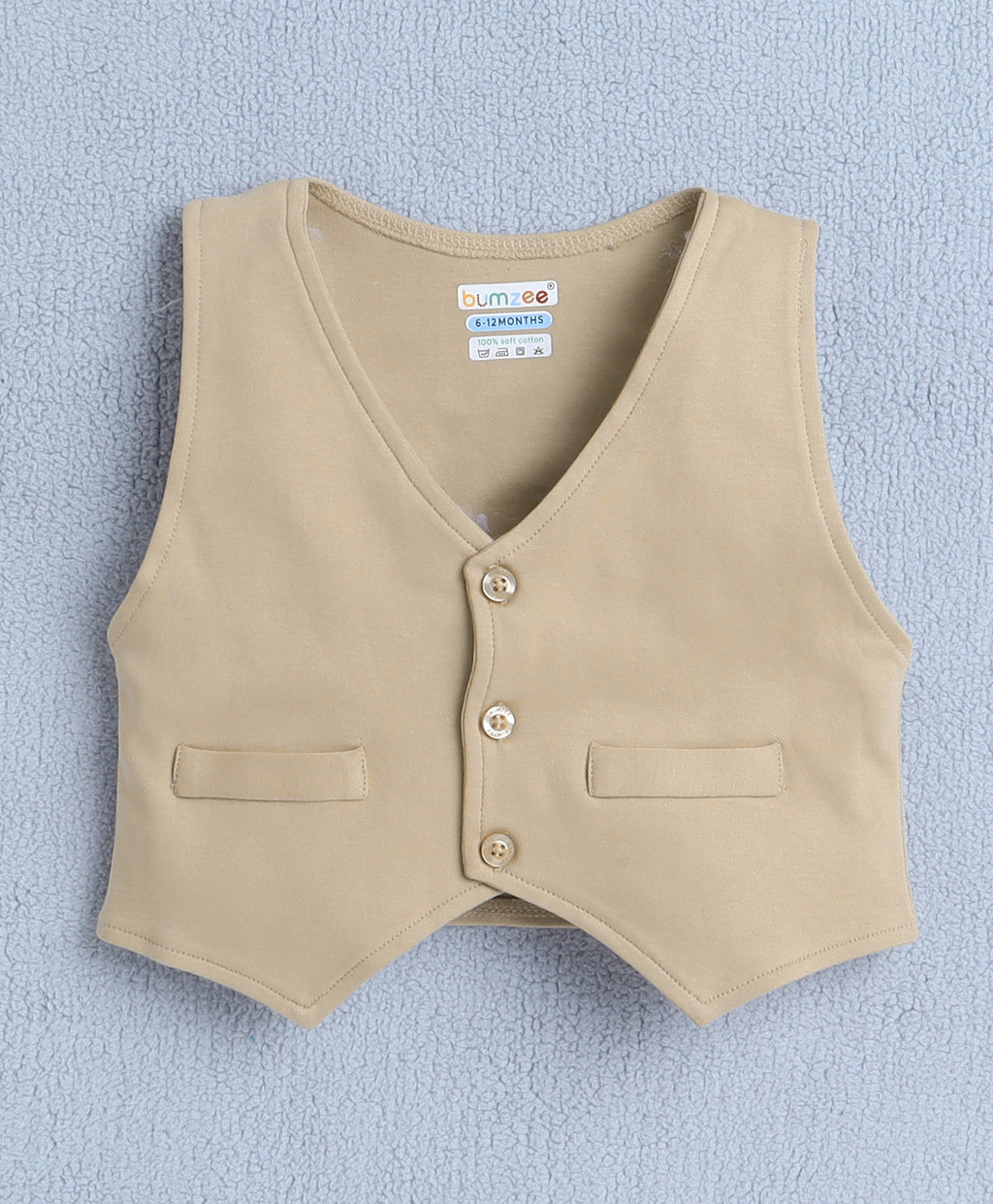 Bumzee Black & Beige Formal Set, Full Sleeves, 100% Cotton, with Waistcoat (Style Peb10162)
