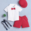 Boys 100% Cotton Star Formal Set - White & Red