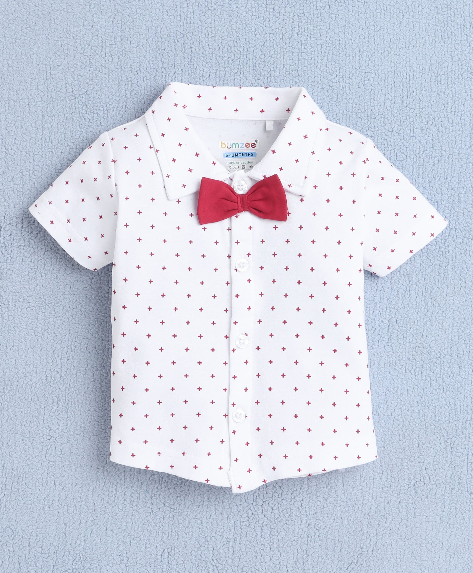 Boys 100% Cotton Star Formal Set - White & Red