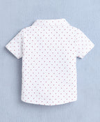 Bumzee White & Red Graphic Print Formal Set, Half Sleeves, 100% Cotton