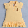 Yellow Girls Cap Sleeves Cotton Frock With Headband