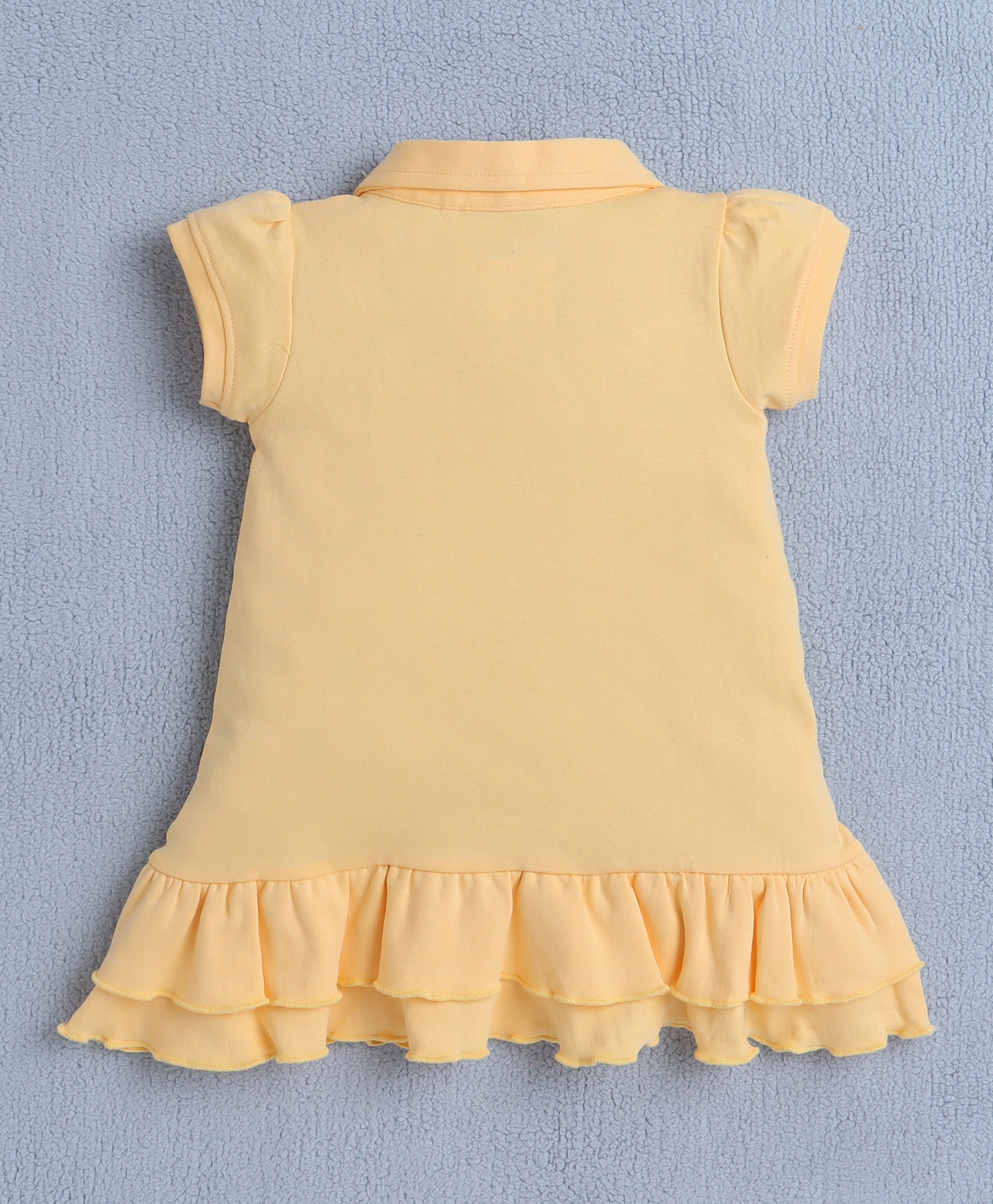 Yellow Girls Cap Sleeves Cotton Frock With Headband