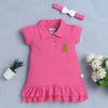 Pink Girls Cap Sleeves Cotton Frock With Headband