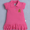 Pink Girls Cap Sleeves Cotton Frock With Headband
