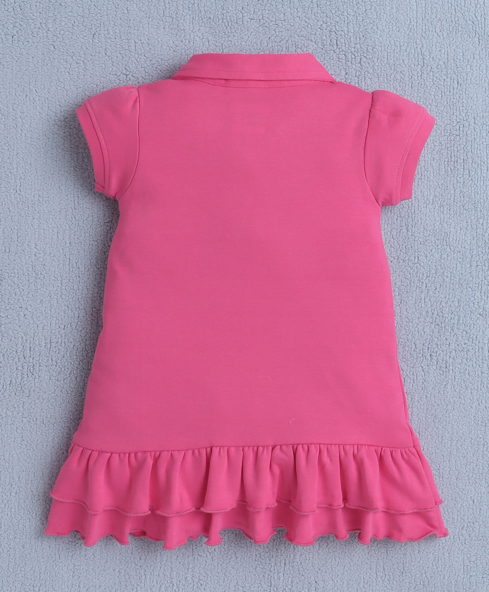 Pink Girls Cap Sleeves Cotton Frock With Headband