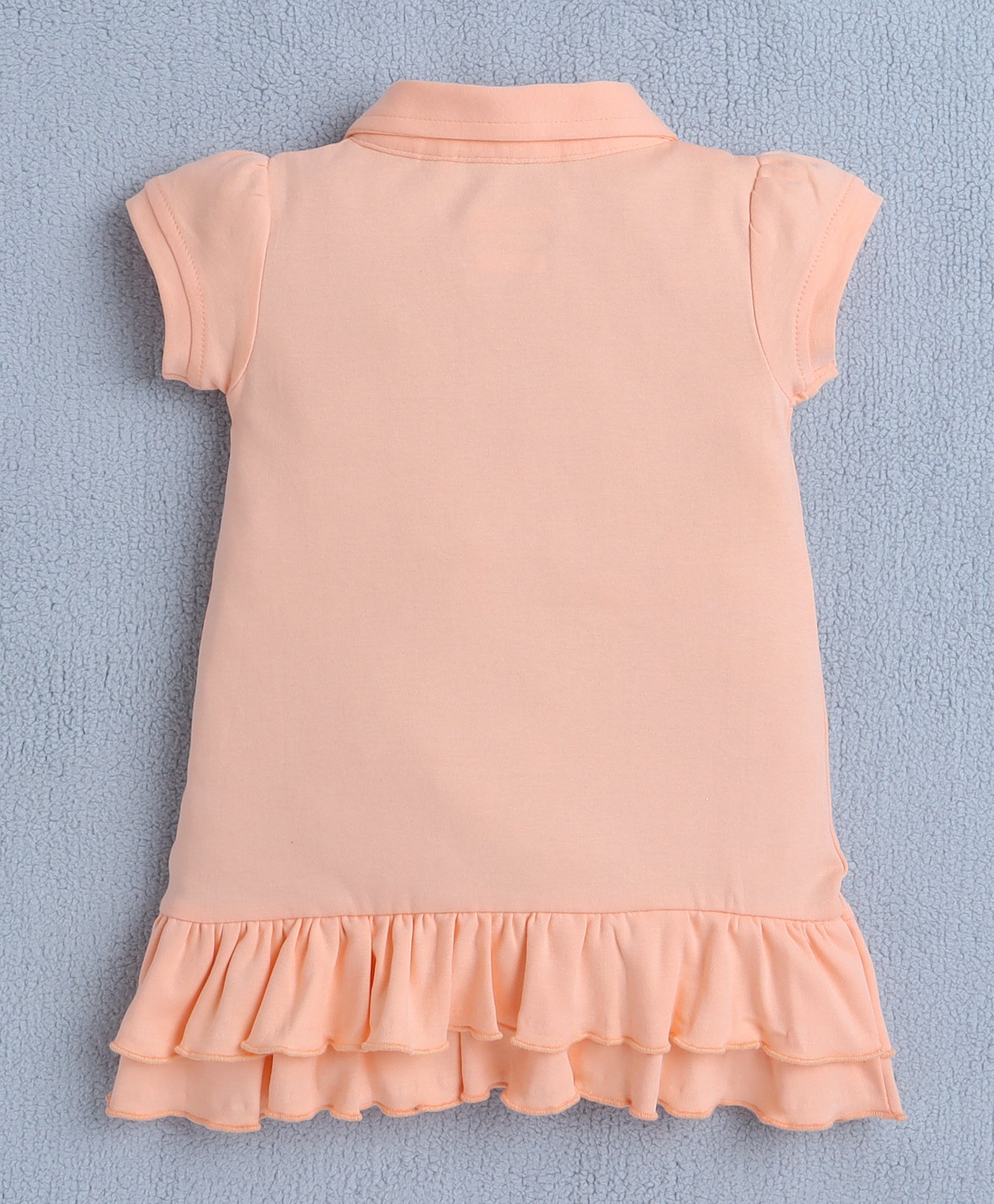 Peach Girls Cap Sleeves Cotton Frock With Headband