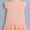 Peach Girls Cap Sleeves Cotton Frock With Headband