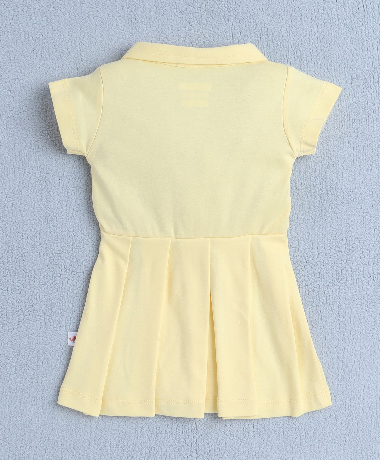 Yellow Girls Half Sleeves Cotton Frock With Headband