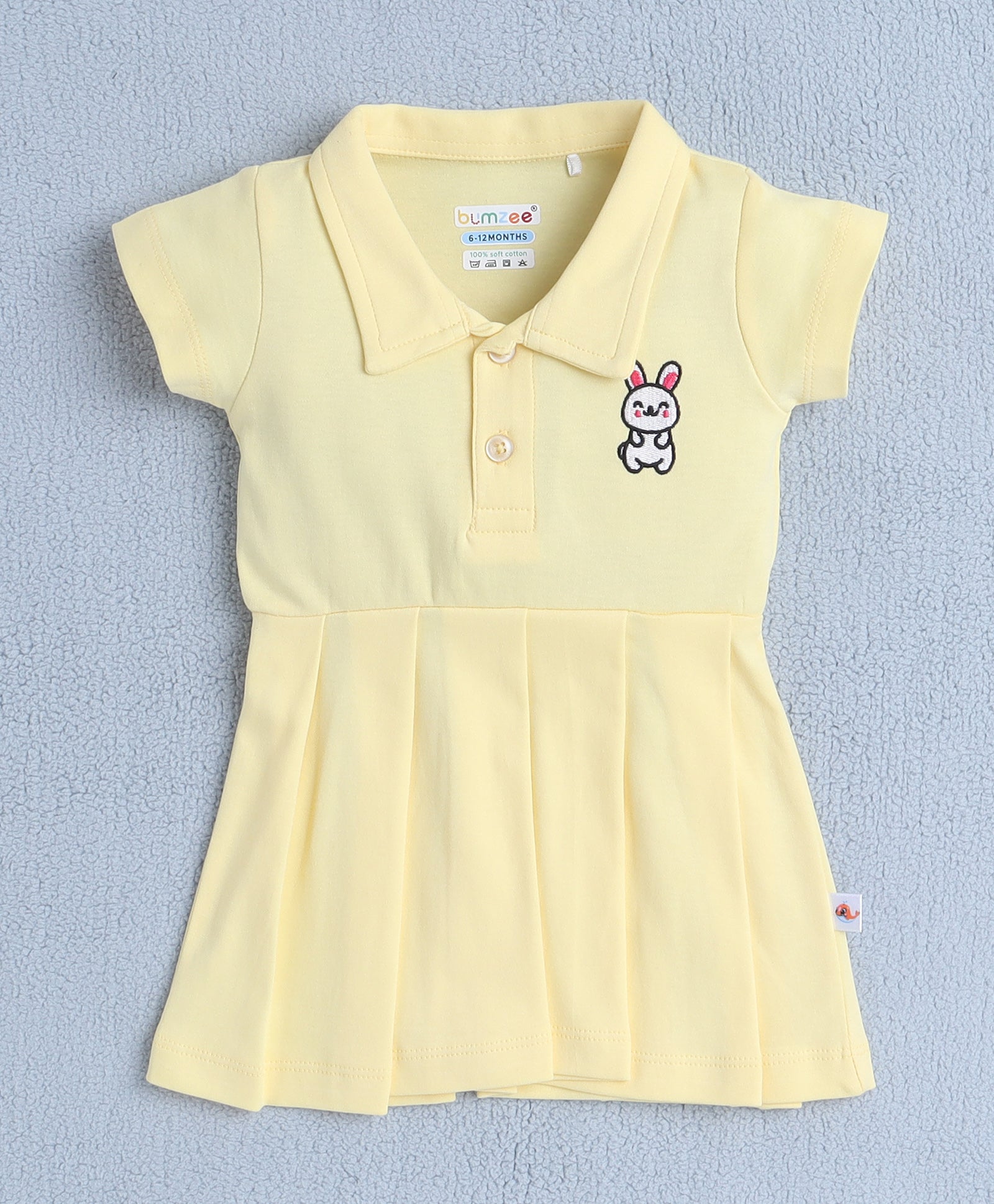 Yellow Girls Half Sleeves Cotton Frock With Headband
