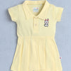 Yellow Girls Half Sleeves Cotton Frock With Headband