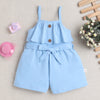 Girls 100% Cotton Frill Detailing Jumpsuit - Sky Blue
