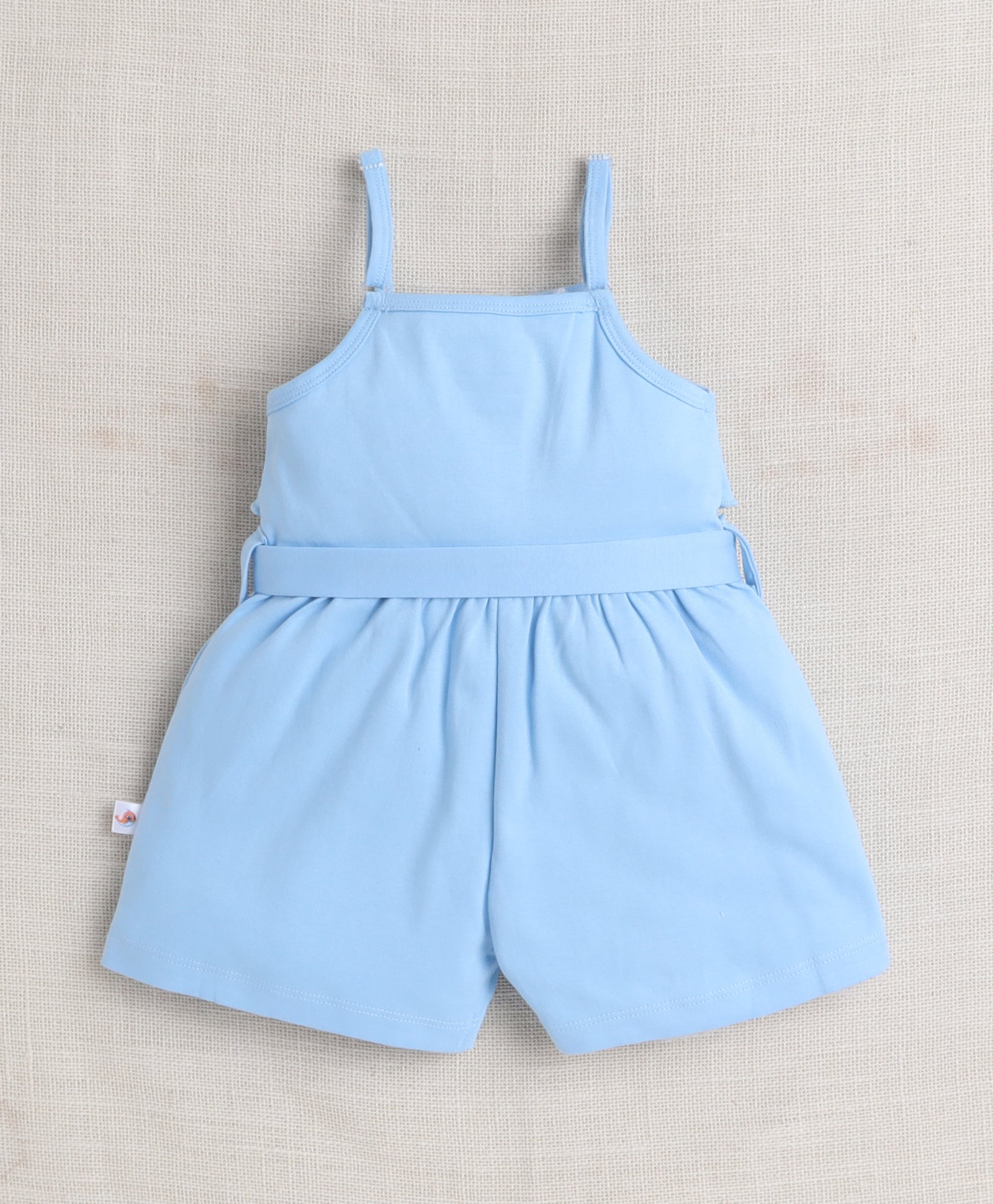 Girls 100% Cotton Frill Detailing Jumpsuit - Sky Blue