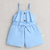 Girls 100% Cotton Frill Detailing Jumpsuit - Sky Blue